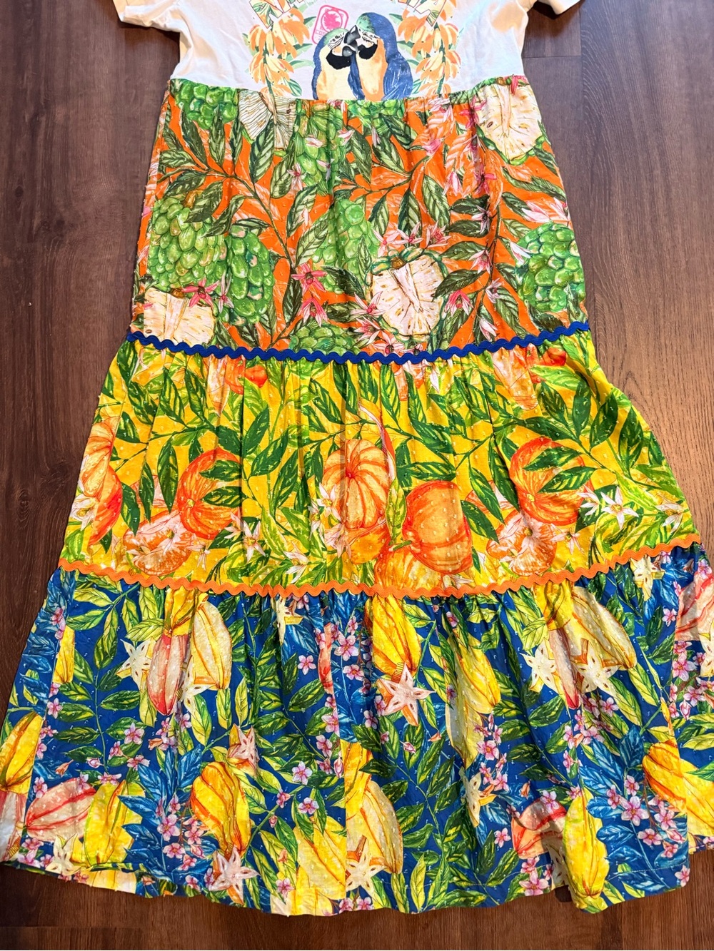 FARM Rio White Maxi Dress with Green, Yellow and Orange Tropical Print - Picture 9 of 12